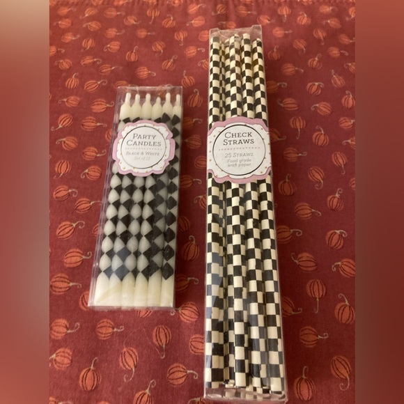 MacKenzie-Childs Other - New Mackenzie Childs Black/White 12 Party Candles & 22 Straws $21 for All in pic